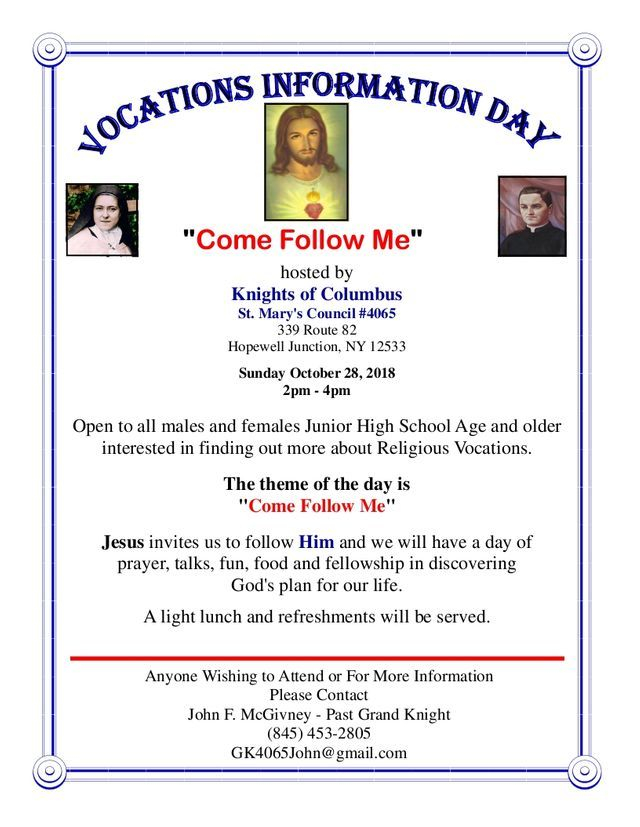 Vocations Information Day 2018 - Oct. 28 2018