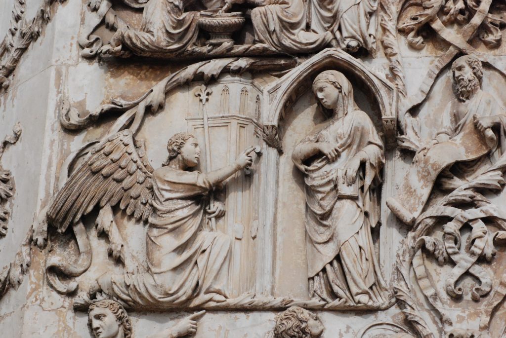 The Immaculate Conception as shown in a bas relief in Italy