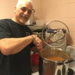 Chef and Brother Knight Joe Leclair at work keeping the pasta fagioli soup warm and fresh-- great job Joe!