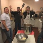 Brother Knights (l to r) Matt Rommel, Billy Ferrara, and Grand Knight Charlie Cino handled cooking and cleaning in the kitchen.