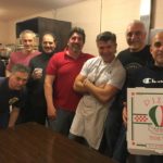 The Knights hosted a Pizza and a Movie Night Community Dinner on 4/12/19. L to R: Billy Ferrara, Billy's son, DGK Joe Ditizio, Mike Tartaglione, Treasuer John Lenihan, GK Charlie Cino, Joe LeClair, and Recorder Mike Grasso.