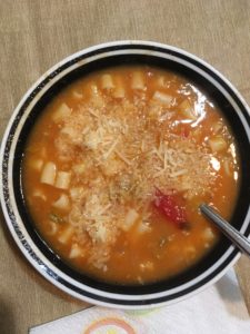 Top this homemade from scratch Pasta Fagioli soup as you like it-- FS Chris Welch loves his with grated cheese!