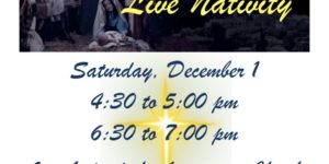Our Lady of the Assumption Church, at 17 High St. in Bloomingburg, will present a live nativity from 4:30-5 p.m. and 6:30-7 p.m. Dec. 1.