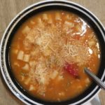 Top this homemade from scratch Pasta Fagioli soup as you like it-- FS Chris Welch loves his with grated cheese!